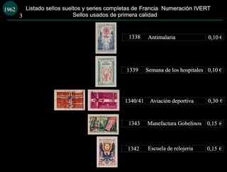Sellos de Francia años 1962 y 63 Usados