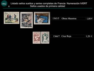 Sellos de Francia años 1962 y 63 Usados