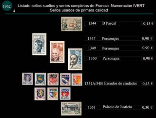 Sellos de Francia años 1962 y 63 Usados