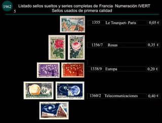 Sellos de Francia años 1962 y 63 Usados