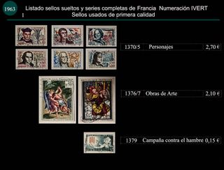 Sellos de Francia años 1962 y 63 Usados