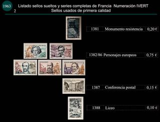 Sellos de Francia años 1962 y 63 Usados