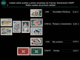 Sellos de Francia años 1962 y 63 Usados