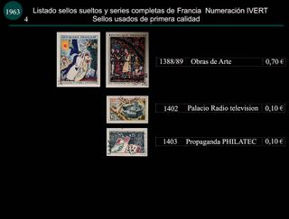 Sellos de Francia años 1962 y 63 Usados