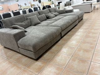 MEGA SOFÁ CAMA RINCONERA 7 PLAZAS GRIS ANTIMANCHAS