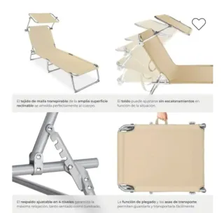 Tumbona. Plegables TECTAKE Beige