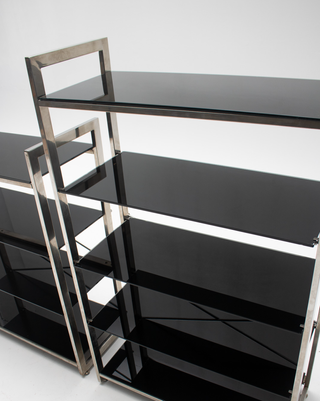 Estanterías Vintage Cromo y Cristal Ahumado