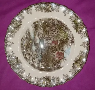 Coppia piatti decorativi scena rurale