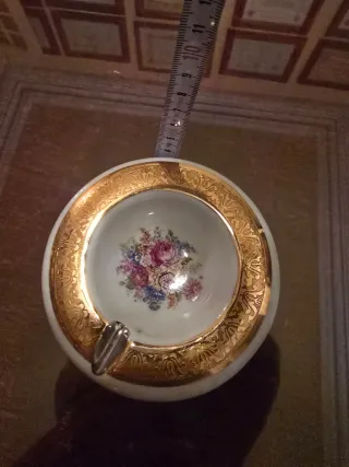 Cenicero oro 24K porcelana Schnerol plata