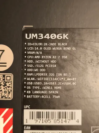 Asus Zenbook Ryzen 7 AI 32GB DDR5