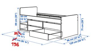 Cama Sklät de Ikea 190x90 con somier y colchón 190