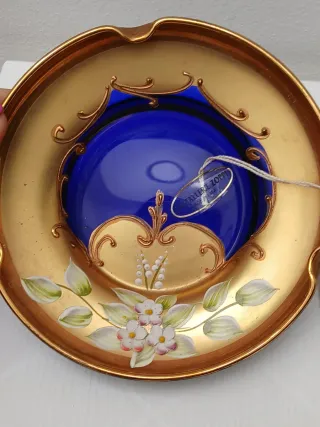 Posacenere Murano Vintage Blu Oro Fiori