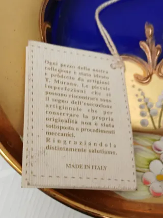 Posacenere Murano Vintage Blu Oro Fiori