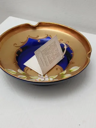 Posacenere Murano Vintage Blu Oro Fiori