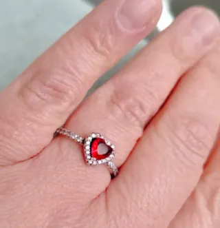 Conjunto Pandora Corazón Rojo y Plata