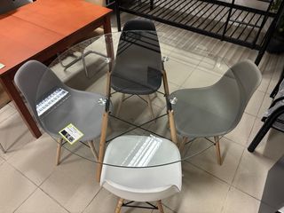 Mesa redonda cristal y 4 sillas