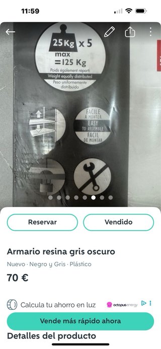 Armario escobero y  baldas Resina Allibert Negro