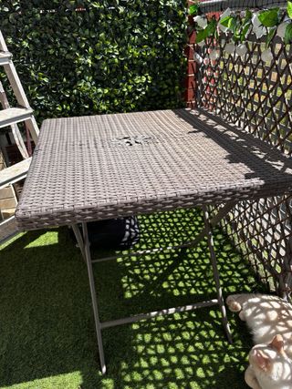 Mesa Plegable Exterior Ratán Marrón/Gris