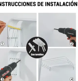 Tendedero Extensible Pared 60cm Metal Blanco