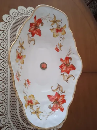 Figura Decorativa Porcelana Pájaros y Flores