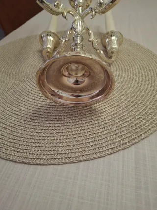 Candelabro 5 velas plata metal. Made in Germany.