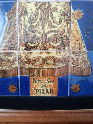 Cuadro Virgen del Pilar Cerámica Azul
