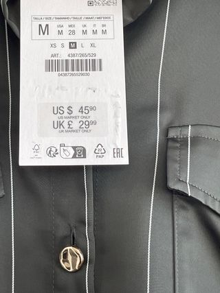 Camisa Zara Rayas Verdes y Blancas