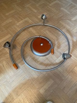 Lámpara de salón 3 focos madera y metal