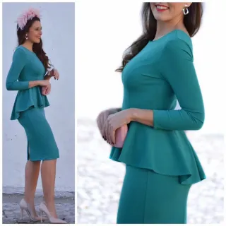 Vestido ceremonia verde azulado