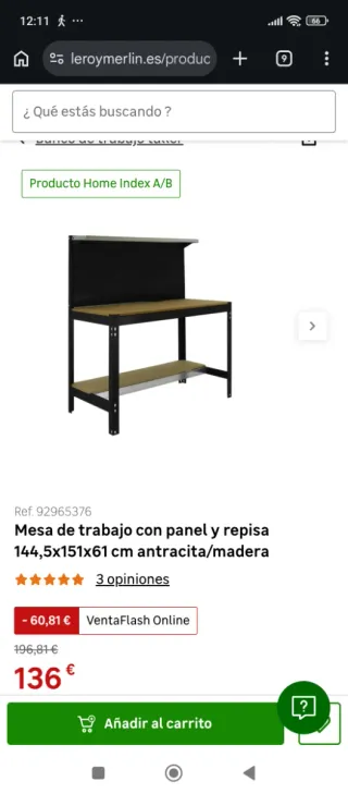 Banco de trabajo con panel y repisa