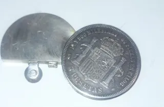 RARO Mechero Moneda Plata Amadeo I - 1871*73