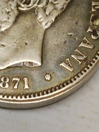 RARO Mechero Moneda 5 Pesetas Plata 1871