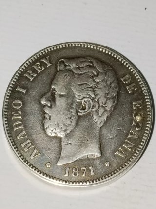 RARO Mechero Moneda 5 Pesetas Plata 1871