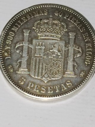 RARO Mechero Moneda 5 Pesetas Plata 1871