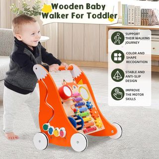 Andador de Madera para Pequeños con Tablero de Jue