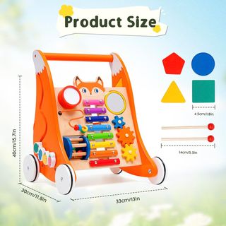 Andador de Madera para Pequeños con Tablero de Jue