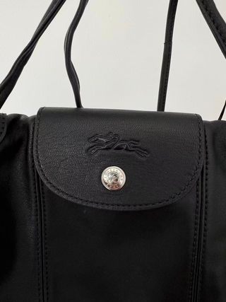 Bolso Longchamp Le Pliage Cuir Piel Negra