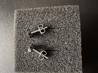 Pendientes Lotus Hombre Negro/Plata