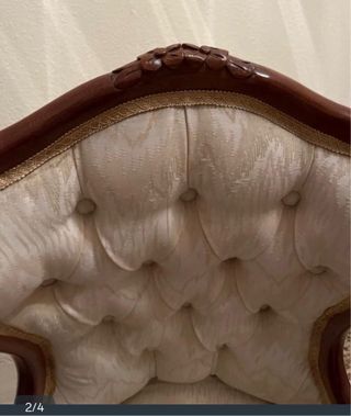 Sillón Descalzadora Tapizado Beige y Madera