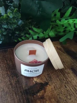 Candela Rosa Metallo Rosa in Legno