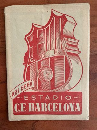 Sobre con 4 postales Camp Nou CF Barcelona