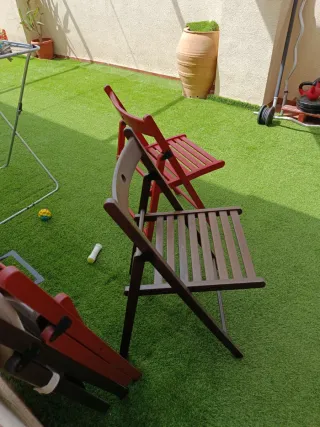 Silla plegable Ikea Terje madera 2 rojo 2 marrones