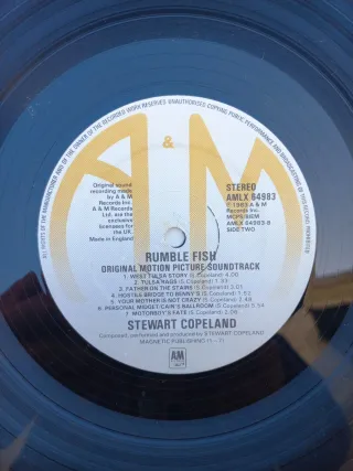 Vinilo STEWARD COPELAND Rumble Fish BSO