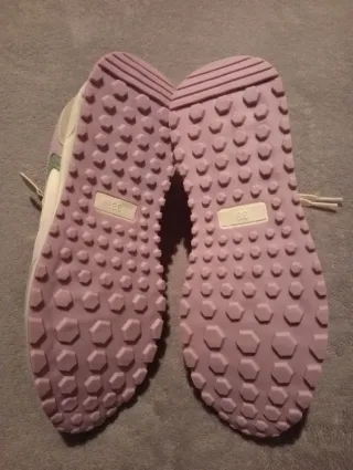 Deportivos mujer cordones/cremallera beige y rosa