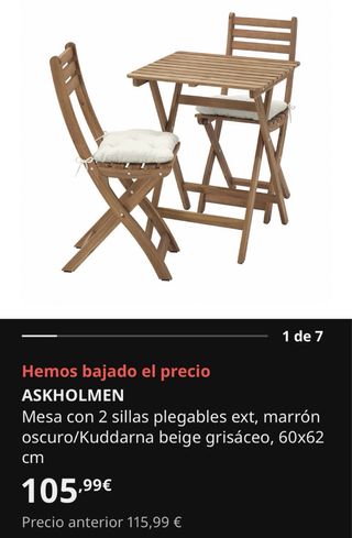 Mesa con 2 sillas plegables ext + cojines