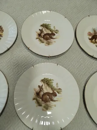 Lote 6 Platos porcelana Decoración Animales