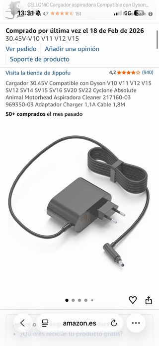 Caricabatterie Dyson 30.45V V10 V11 V12 V15
