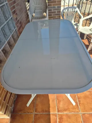 Mesa Terraza o interior Cristal Extensible Blanca