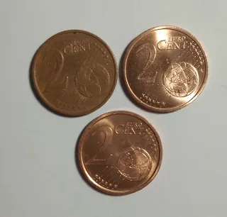 Trittico monete 2 euro cent