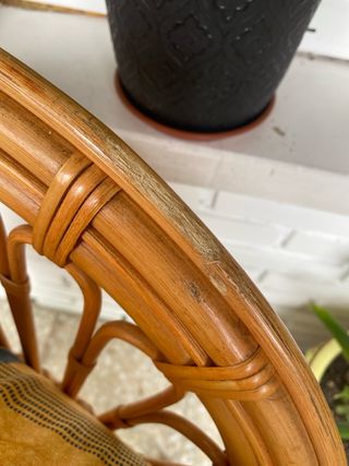 Mesa Mimbre y Cristal + Silla Mimbre